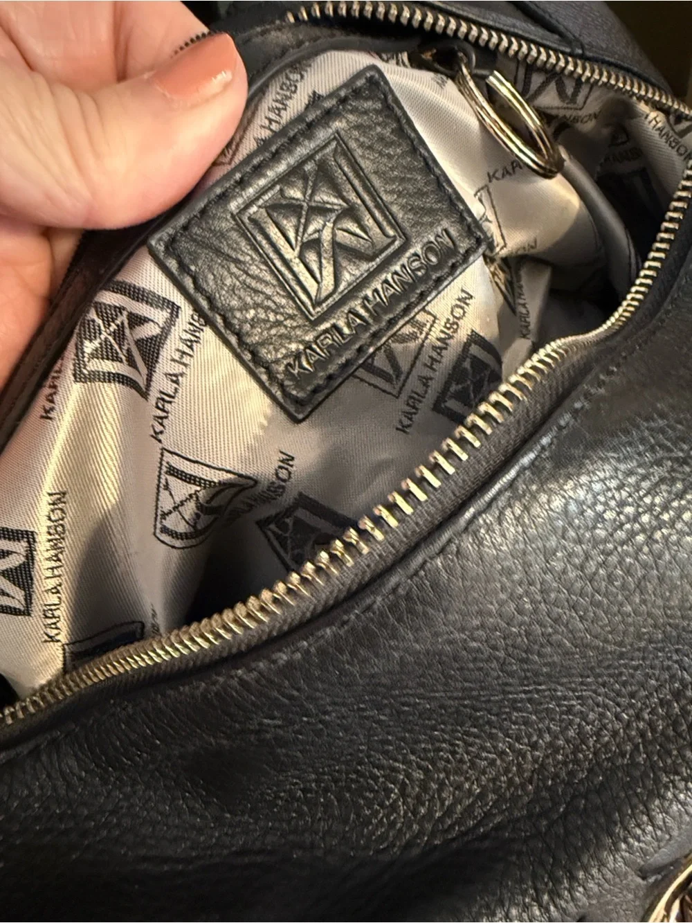 Karla Hanson Black Leather Satchel Handbag - Classic Women's Bag